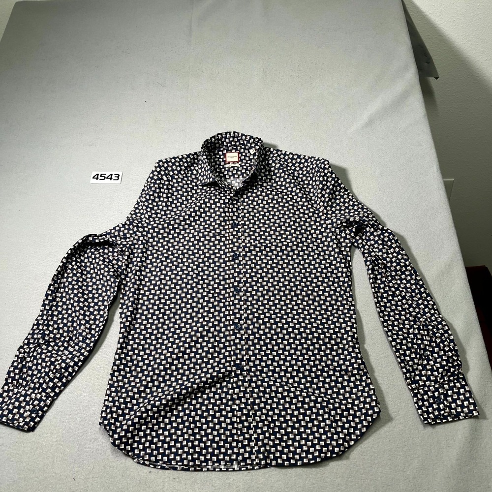 Camicissima Trendy Dress Shirt Mens 16/41 Blue White Geometric Career Formal
